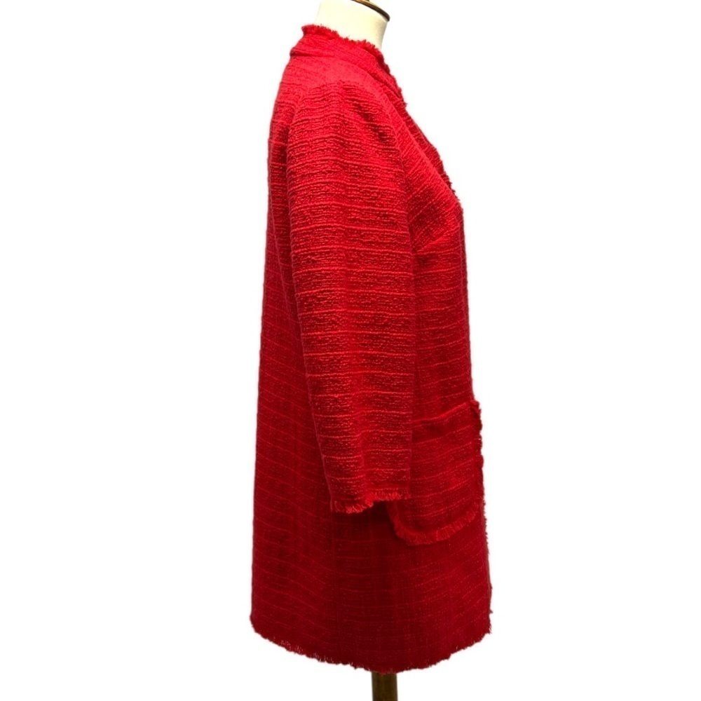 Chico’s Red Cotton Textured Fringe Open Front Cardigan Topper Womens Sz (1) 8/10 - Picture 3 of 6